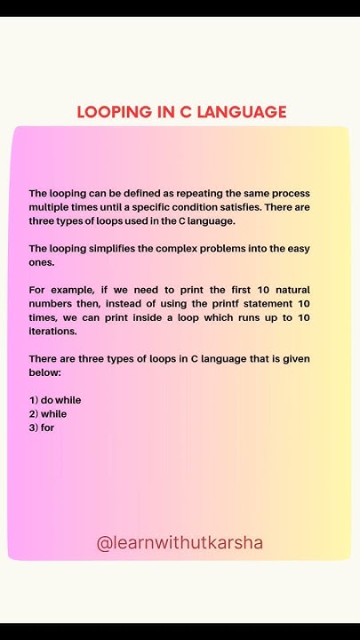 looping in c language | #youtubeshorts #shortsvideo #shortsvideoviral # ...