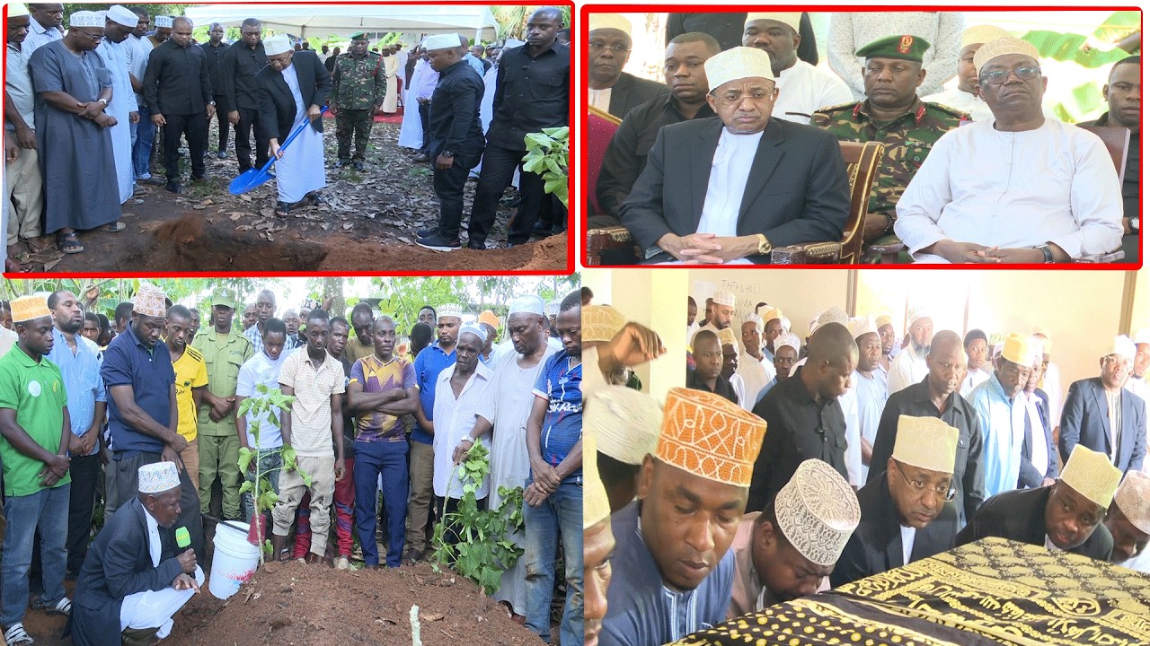 DKT. MWINYI ASHIRIKI MWANZO MWISHO MAZISHI YA ASHA KHALID   MTOTO WA WAZIRI WA UJENZI NA UCHUKUZI.