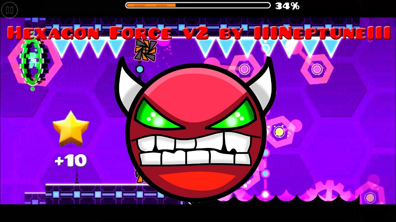 Geometry Dash - Hexagon Force v2 by IIINeptuneIII (Easy Demon) - YouTube