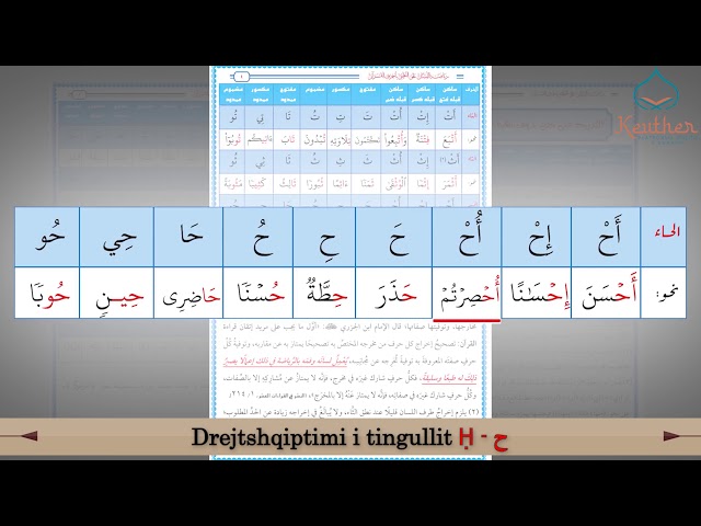 Drejtshqiptimi i tingullit Ḥ - ح