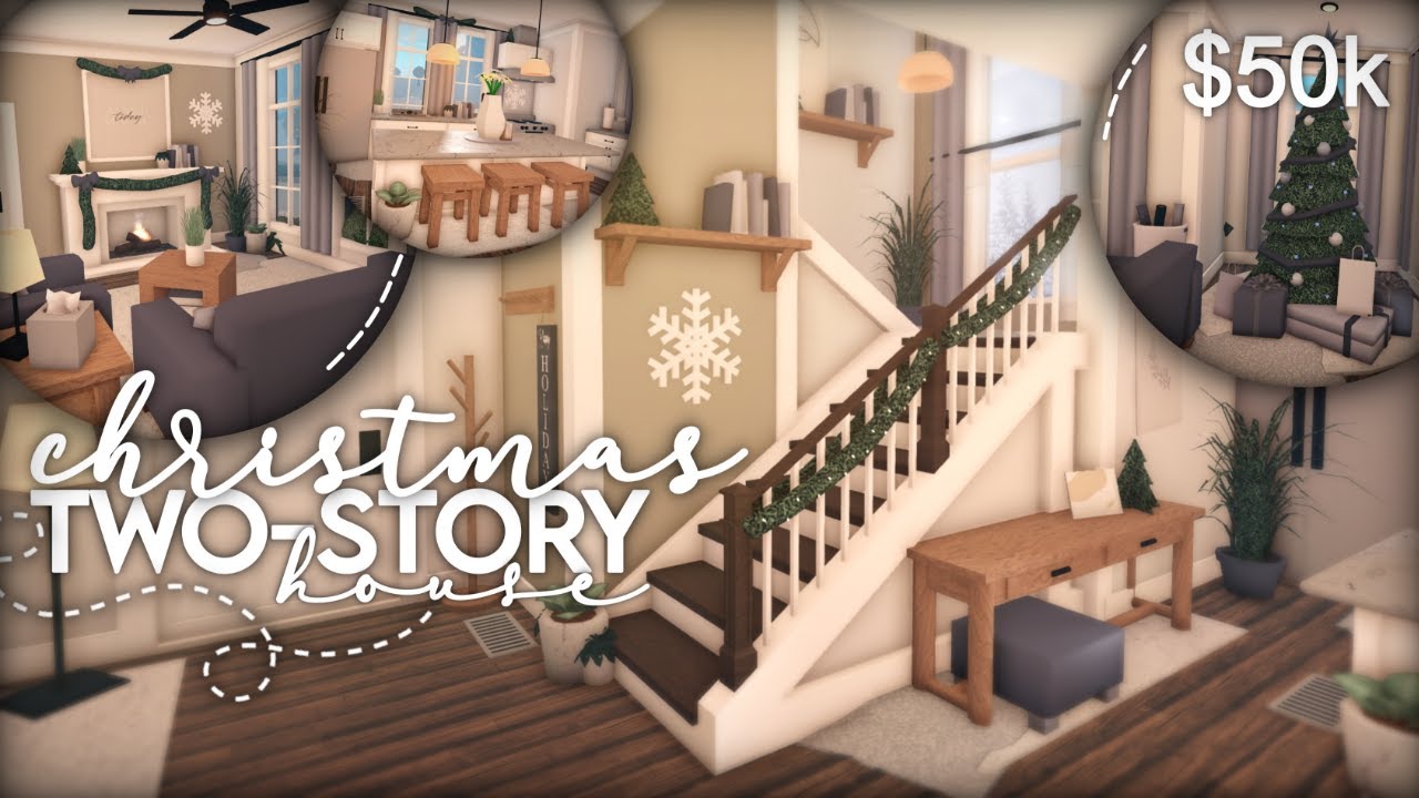 Bloxburg | 50K Two-Story Christmas Home | Speedbuild - YouTube