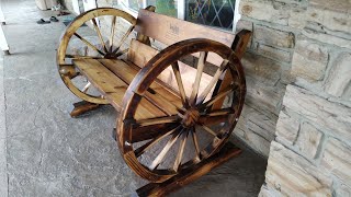 DIY Wagon wheel bench! Wife is impressed! 马车椅/车轮椅