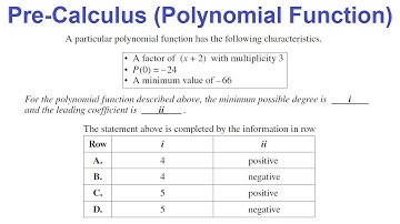 Pre Calculus (Polynomial Function)