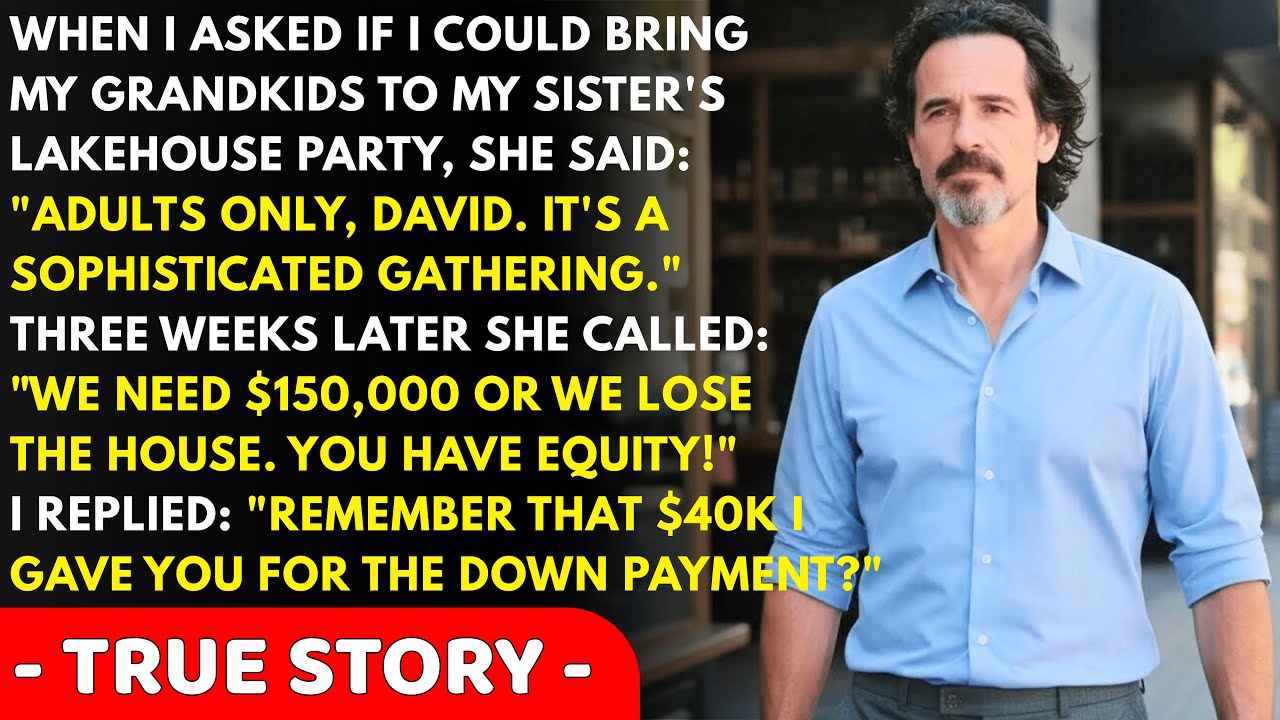 I asked if I could bring my grandkids to my sister's lakehouse party — and she said: "Adults only...