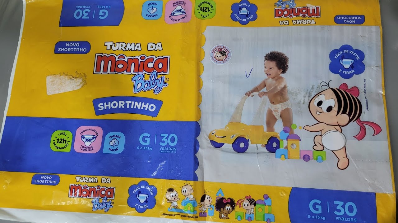 Fralda Turma da Mônica shortinho | Tamanho G | Resenha completa