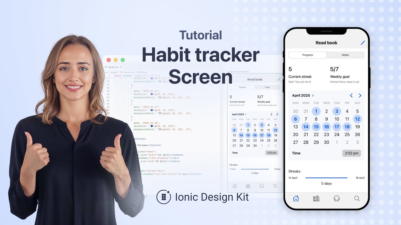 How to Create a Habit Tracker Screen | Ionic Design Kit - YouTube