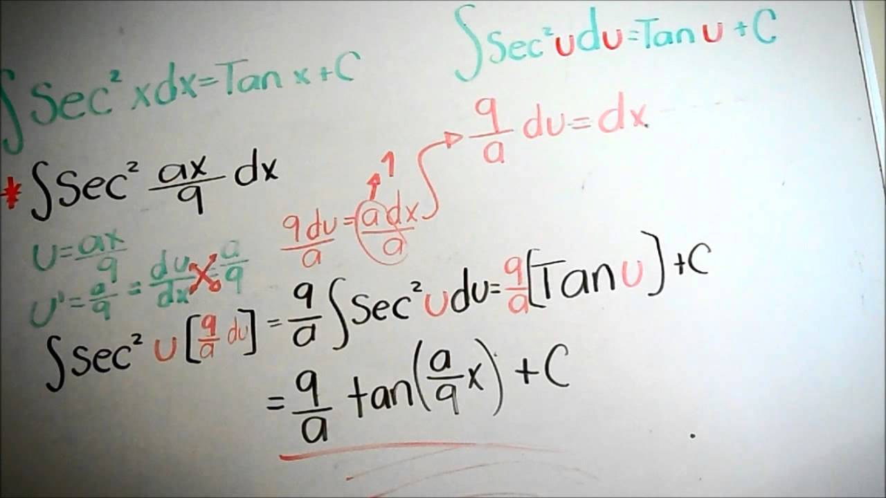 Integral De La Funci n Sec2 u Du Tan u C YouTube Integral de la funci n sec2 u du tan u c youtube