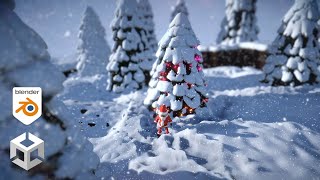 Snowy Assets Part 2 - Snowy Pine Trees - Blender 4 Unity 2023 ep 124