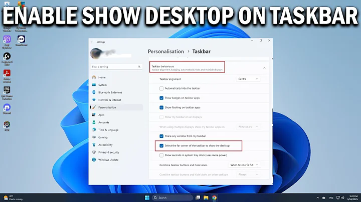 How To Enable or Disable Show Desktop on Taskbar in Windows 11 - Easy Fix