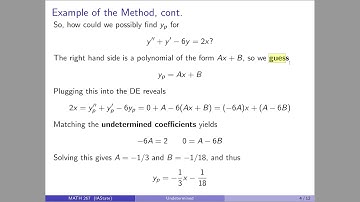 MATH 267 - Summer 2020 -  Nonhomogeneous Equations:  Undetermined Coefficients