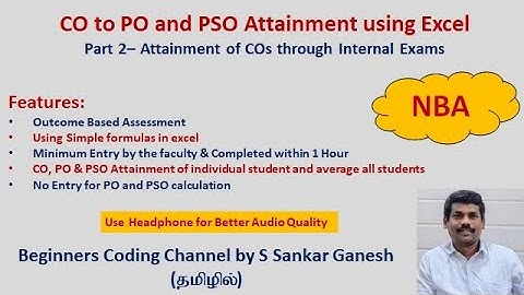 Attainment of  Course Outcomes through Internal Exams using Simple Excel formula |  Tamil | Part 2