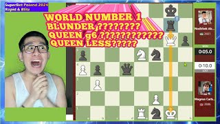 WORLD NO 1 BLUNDER ??? in Magnus Carlsen vs Abdusattorov BLITZ 2024 3rd ROUND SuperBet Poland