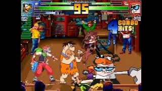 MUGEN battle #6980: Goofy, Yakko & Pyra vs Dexter, Fred Flintstone & Quote