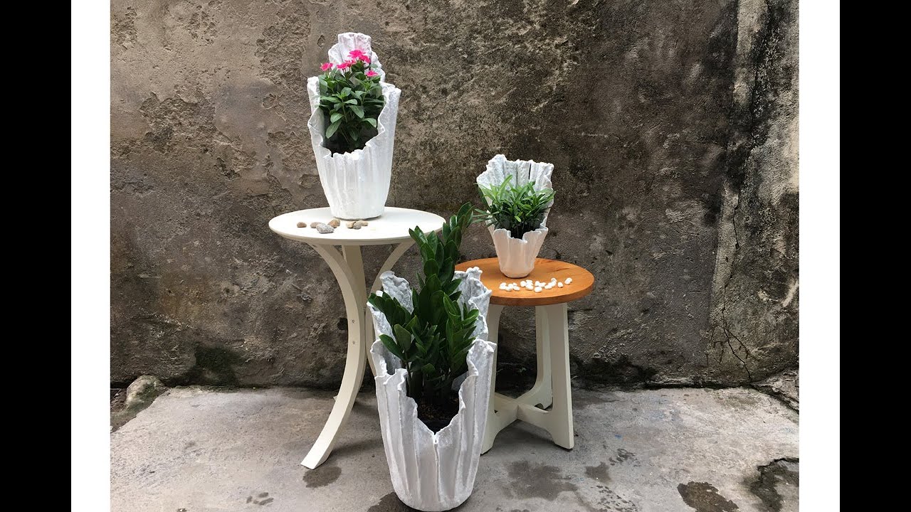 Cement Pot With Cloth - Cement Craft Idea - YouTube