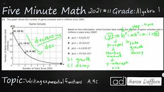 Algebra 1 STAAR Practice Writing Exponential Functions (A.9C - #9)