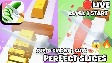 New game live start 😋🔥 PERFECT SLICES Level 1 🍉 Super Satisfying Cutting Gameplay | New Start ASMR 🔥