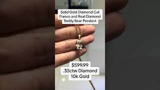 Solid Gold Diamond Cut Franco Chain & Diamond Teddy Bear Pendant by Ijaz Jewelers #goldpendants