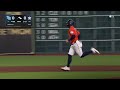 Cedric Mullins throws for a double play vs the Houston Astros