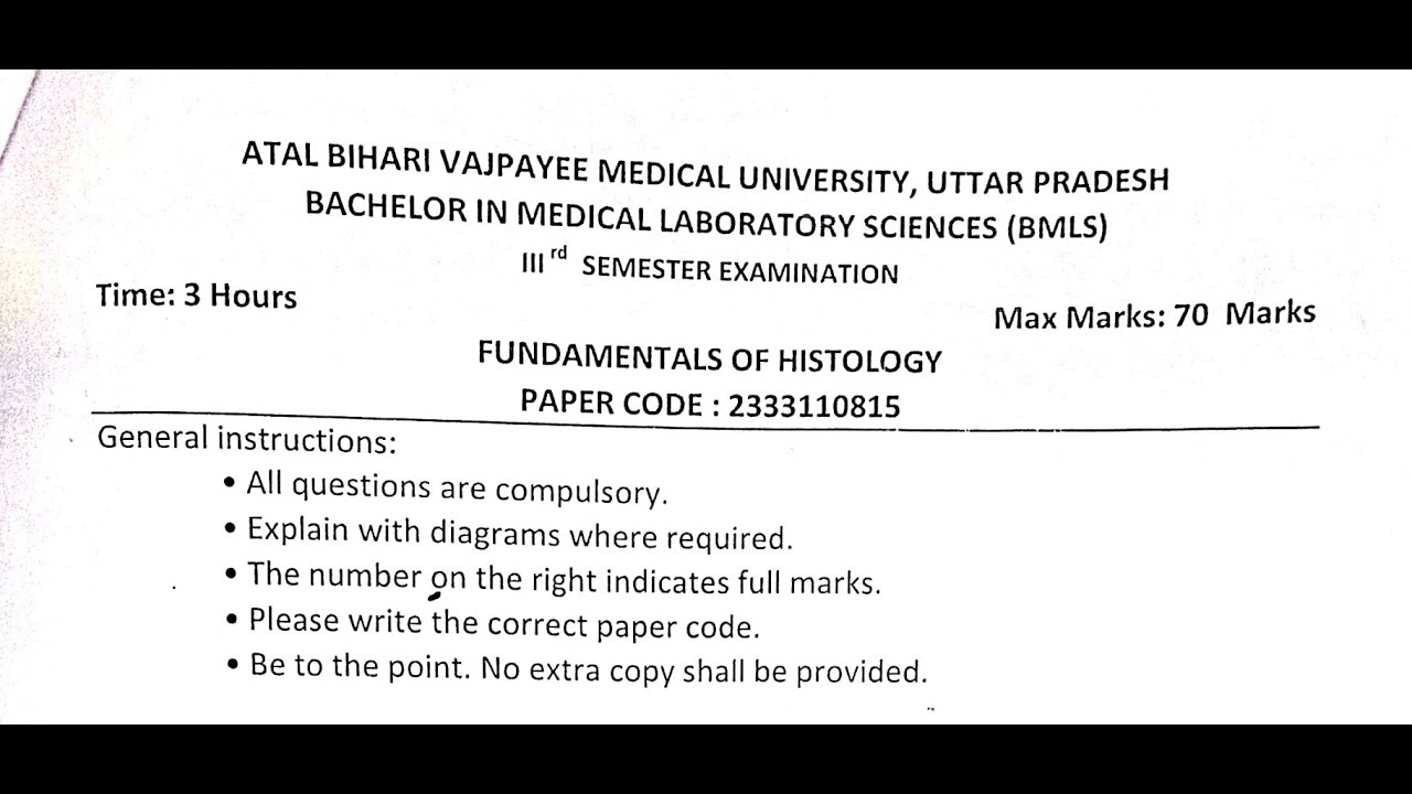 BMLS 3rd Semester | Fundamentals of Histology | Session 2021 - 22 ...