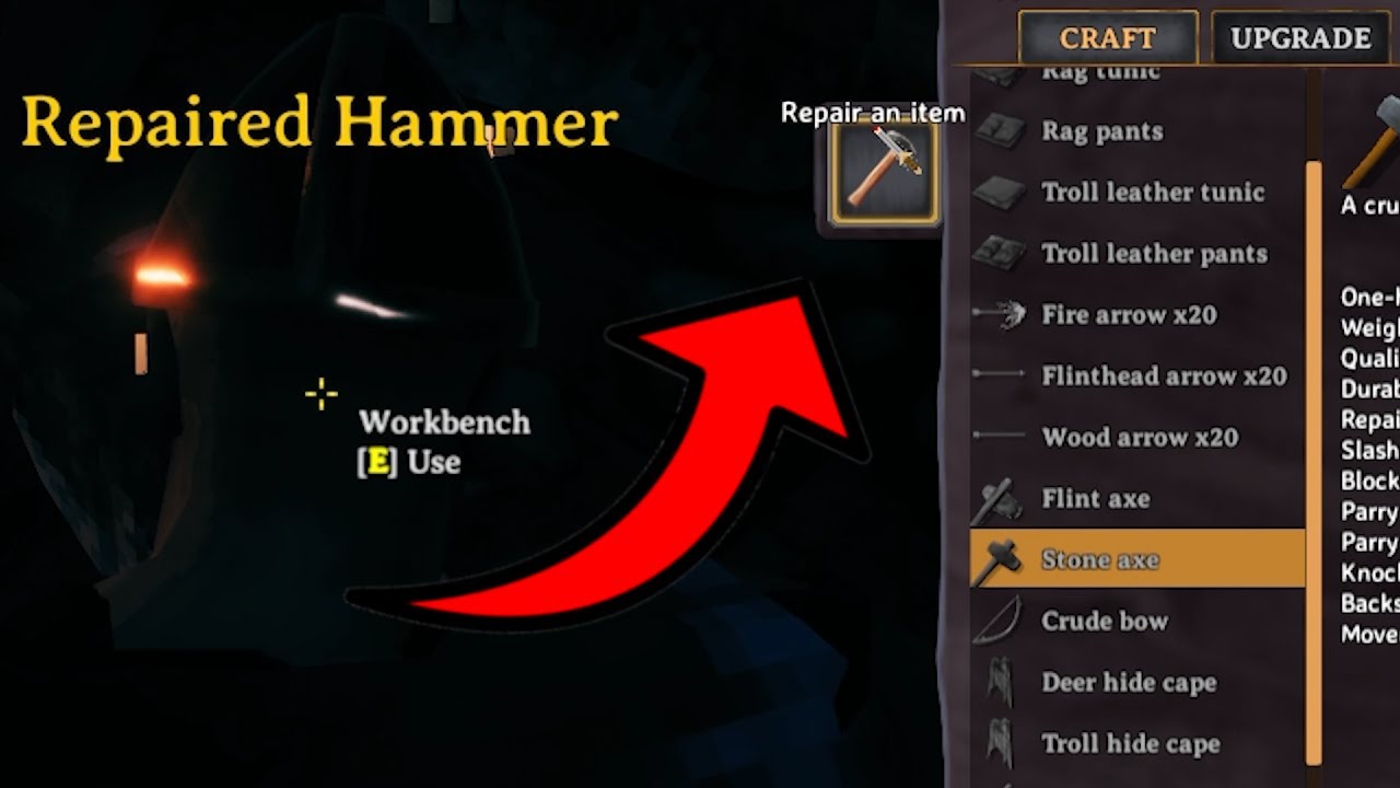 Valheim How to Repair Axe and Stuff YouTube