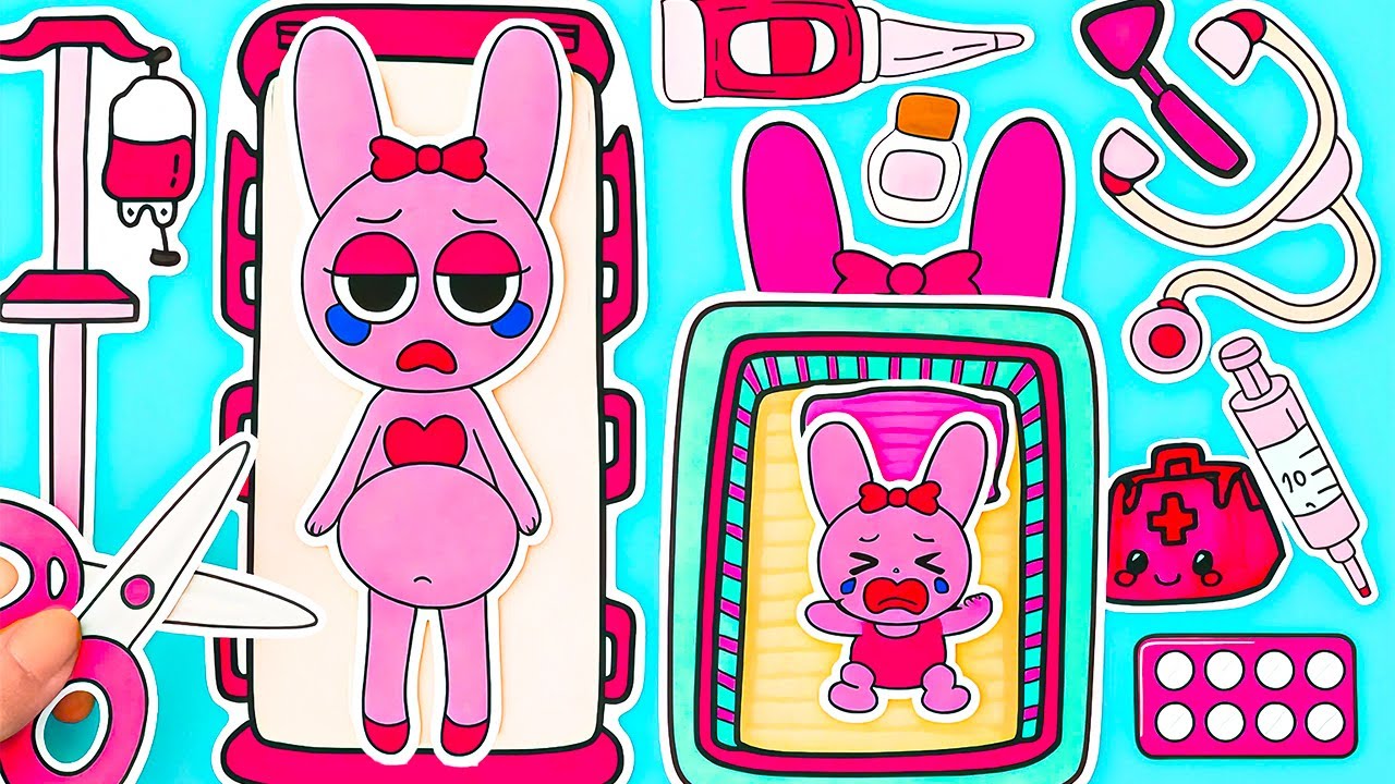 [🌸paperdiy🌸] Больница SPRUNKI 🏥 Новорожденный малыш Пинки 💞 | ASMR Бумажная игра | 🍼 Советы по ух...