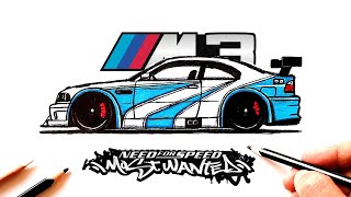 How to draw a BMW M3 GTR from Most Wanted | Need for speed