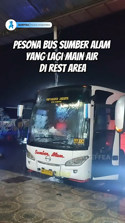 THE MOMENT WHEN THE SUMBER ALAM BUS PLAYS IN THE WATER AT THE REST AREA #busmania #sumberalam #al...