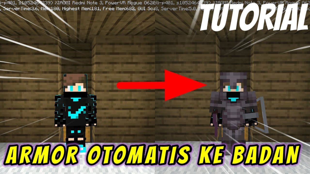 Cara Membuat Armor Otomatis Terpasang Ke Badan ! Minecraft PE/PC v1