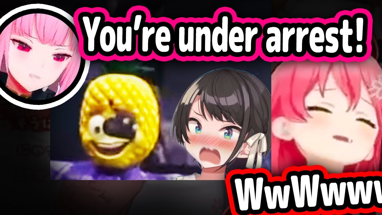Miko's Reaction To Clip of Calli Arresting Subaru Wearing A Pineapple Is Too Funny【Hololive】
