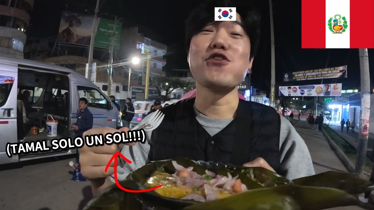 Coreano probando la COMIDA CALLEJERA de Cajamarca por primera vez!! 🇵🇪 (no lo esperaba)