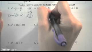 Factoring: Split the Middle: Shortcut a=1
