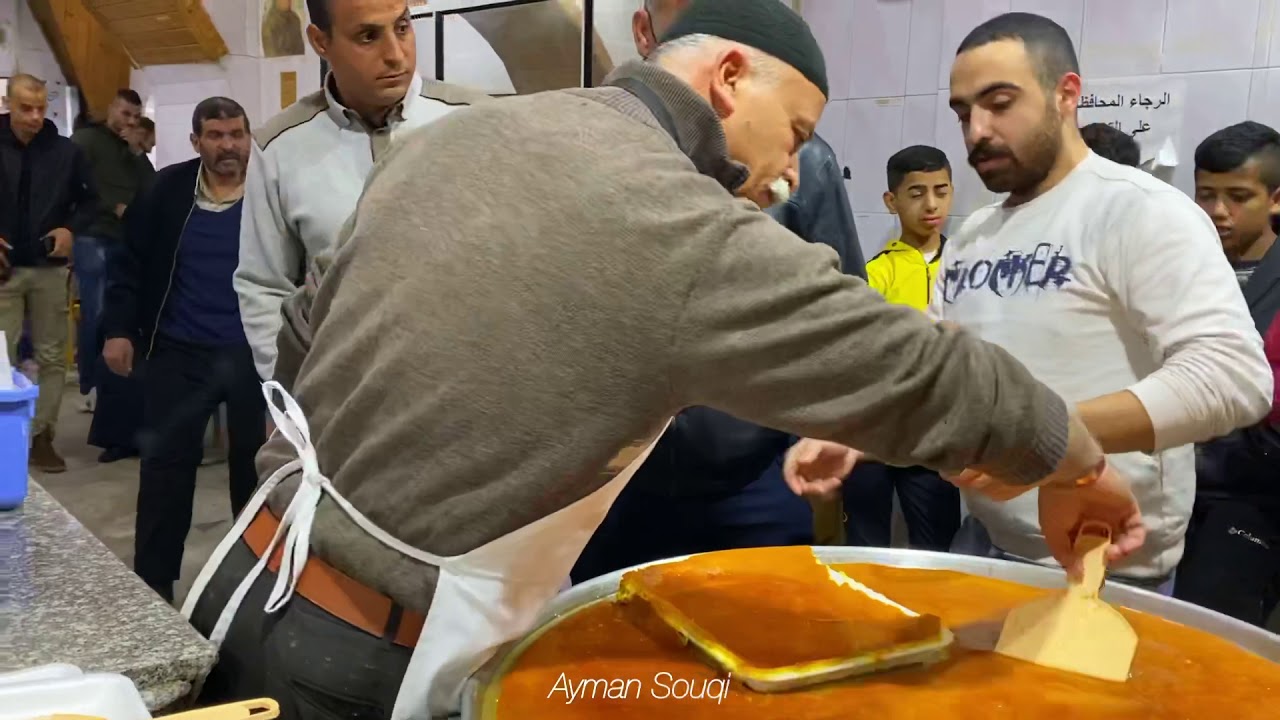 اشهر كنافة في فلسطين نابلس ابو حمدي حلويات الاقصى