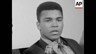 An ungleeful looking Cassius Clay  'call me Muhammad Ali' said he was elated over his 7th round kn