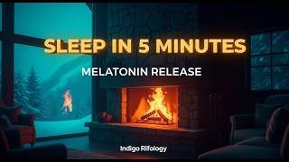 Relaxing Sleep Music 💤 Fireplace Ambience for Melatonin Release, Anxiety Relief &amp; Deep Rest 🌙