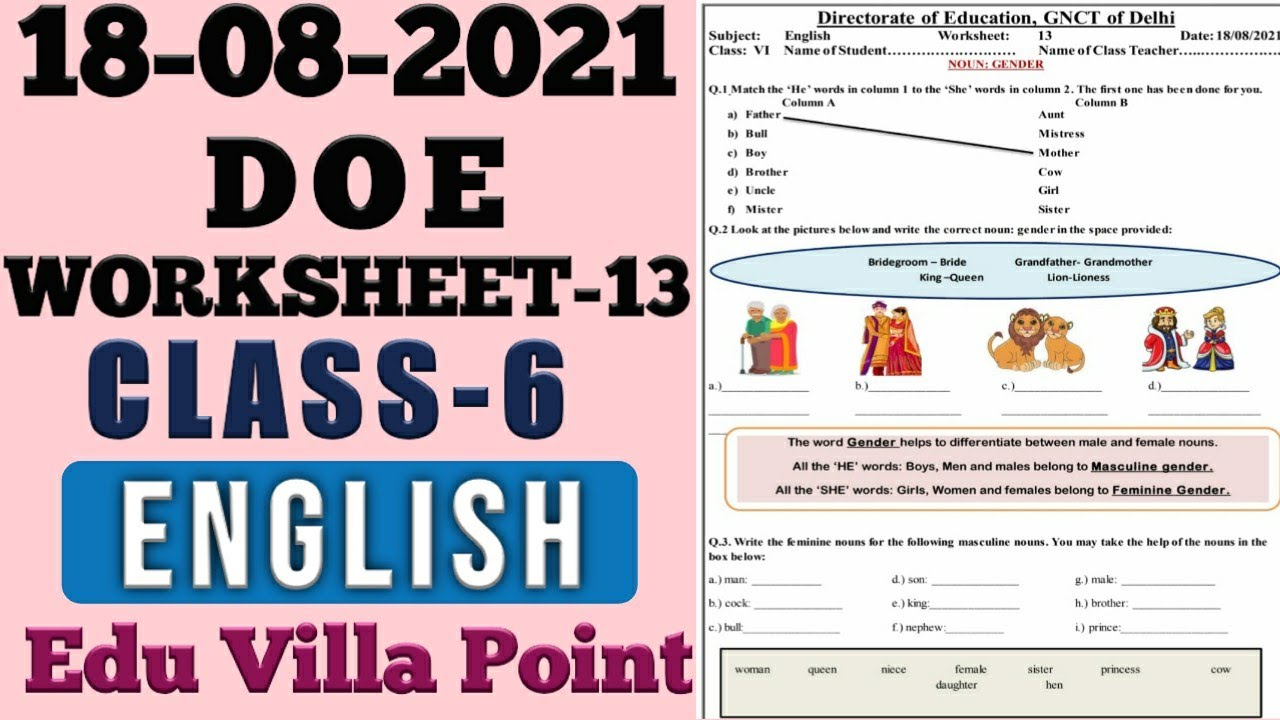 class 6 english worksheet 13 18 08 2021 edu villa point youtube