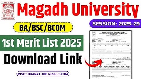 Magadh University UG 1st Merit List 2025-29 : Magadh University Graduation Admission 1st Merit List