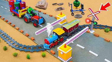 Train Crash - DIY Mini Tractor Science Project Making Rail Road and 2 Barriers