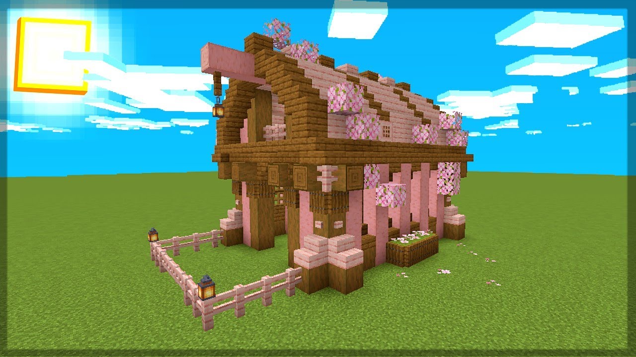 casa minecraft com madeira de cerejeira