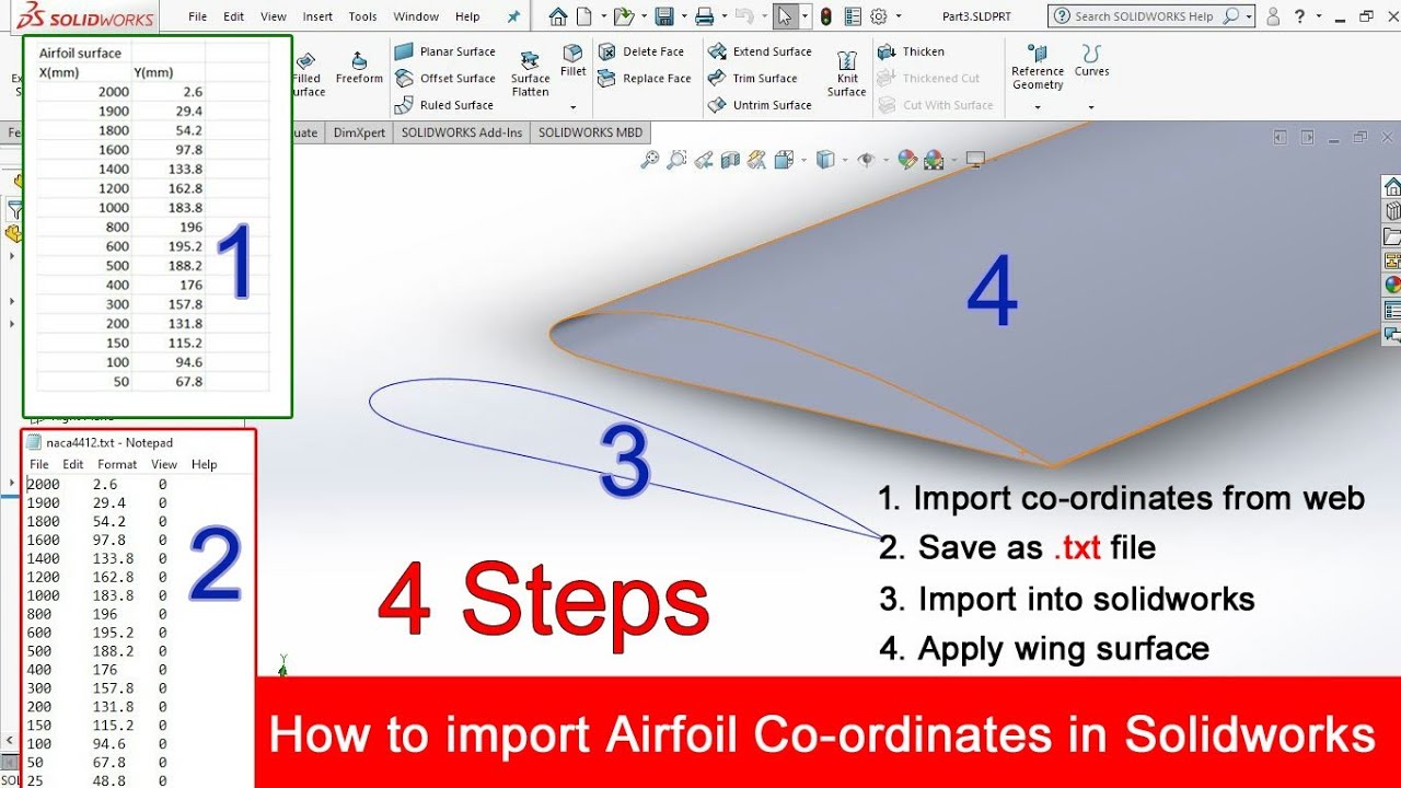 how to download airfoil coordinatesinto solidworks