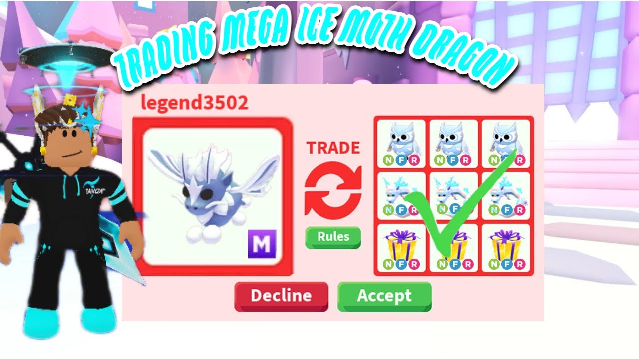 Trading MEGA ICE MOTH DRAGON in Adopt Me! YouTube