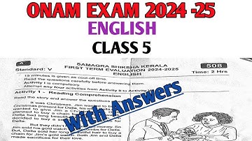First term exam 2024 -25 Class 5 English Kerala Syllabus| Onam exam Answer key