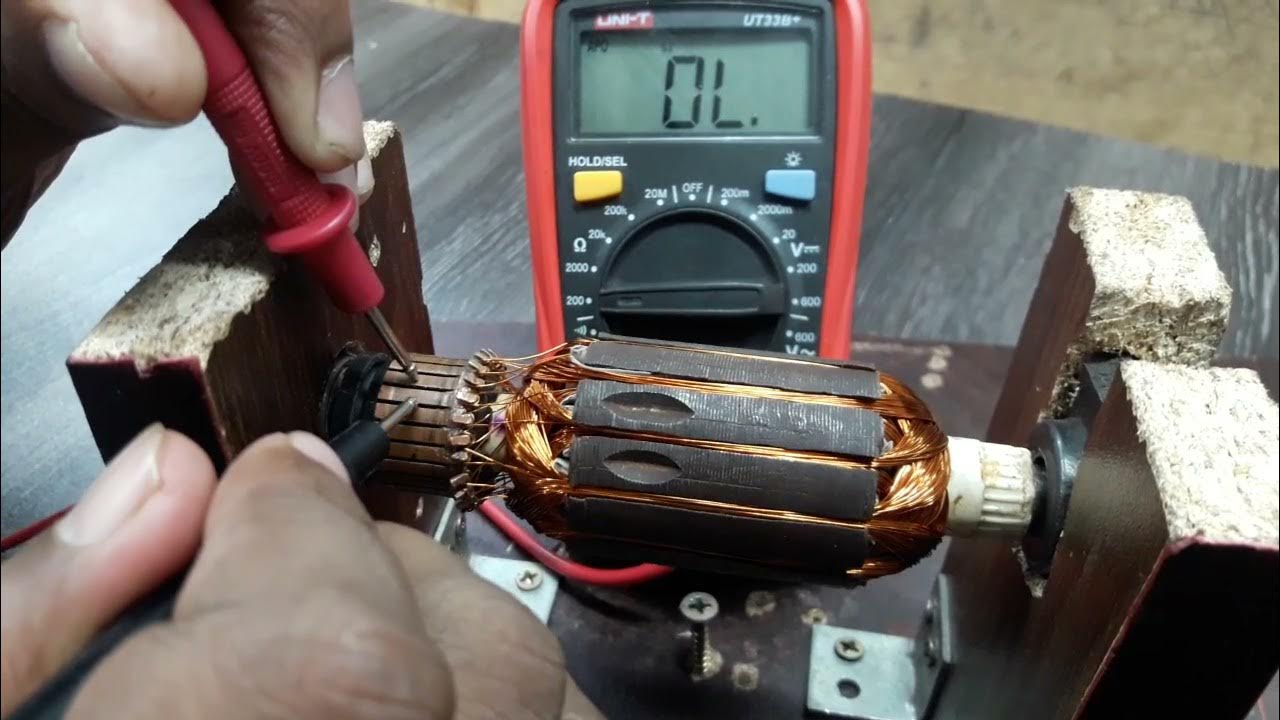 armature winding test. how to test armature. how to check motor coil & commutator. Dc motor test