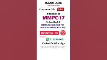MMPC 17 Solved Assignment PDF 2024-25 in English, MBA program MMPC-17 Solved assignments