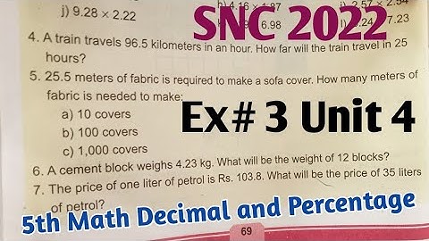 Unit 4 Decimal and percentage Exercise 3 Question 4,5,6,7 class 5 Math SNC 2022 New course ptb,kptb