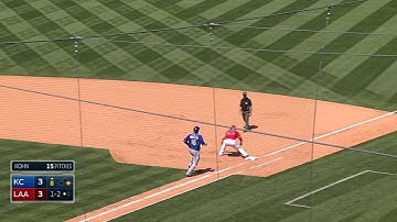 KC@LAA: Aybar snags the grounder and turns two
