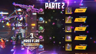 TUDO DO NOVO MEGA EVENTO DE ANIVERSÁRIO DE 3 ANOS DO FREE FIRE PARTE 2! SKINS, ARMA ROYALE E MAIS!