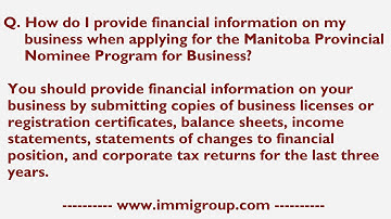 How do I provide financial information on my business when applying for the MPNP for Business?