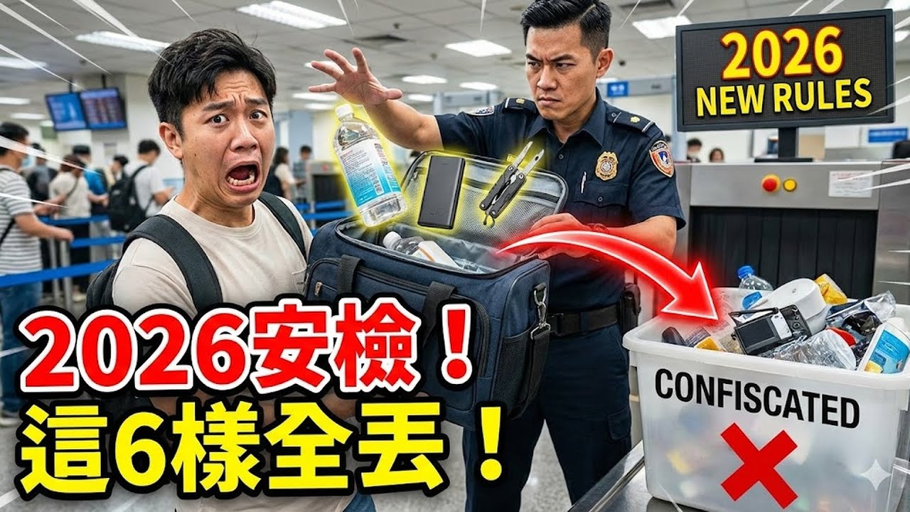 機場安檢又變了！2026隨身行李千萬別放「這6樣」東西，不只當眾被丟進垃圾桶，還可能錯過班機！#機場安檢 #隨身行李 #禁帶物品 #航空公司 #新規定 #旅遊 #出行