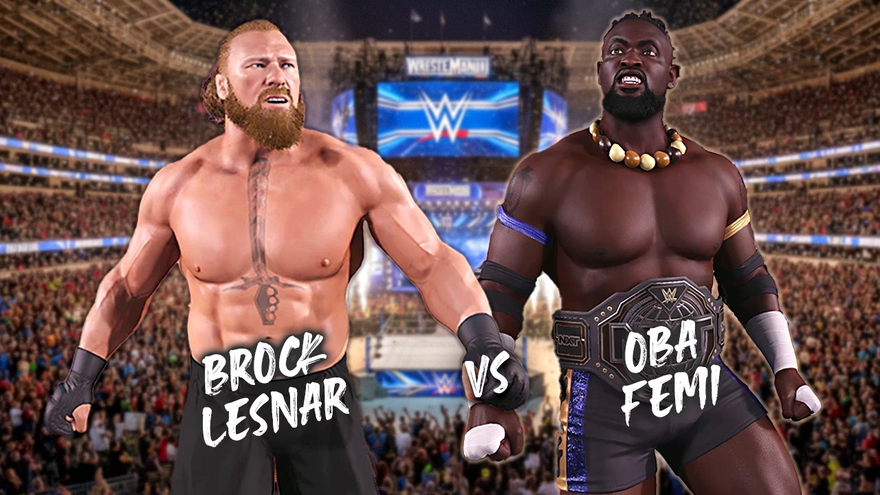 Brock Lesnar vs. Oba Femi | Wrestlemania Full Match | No Holds Barred | WWE 2K25 [Legend AI]
