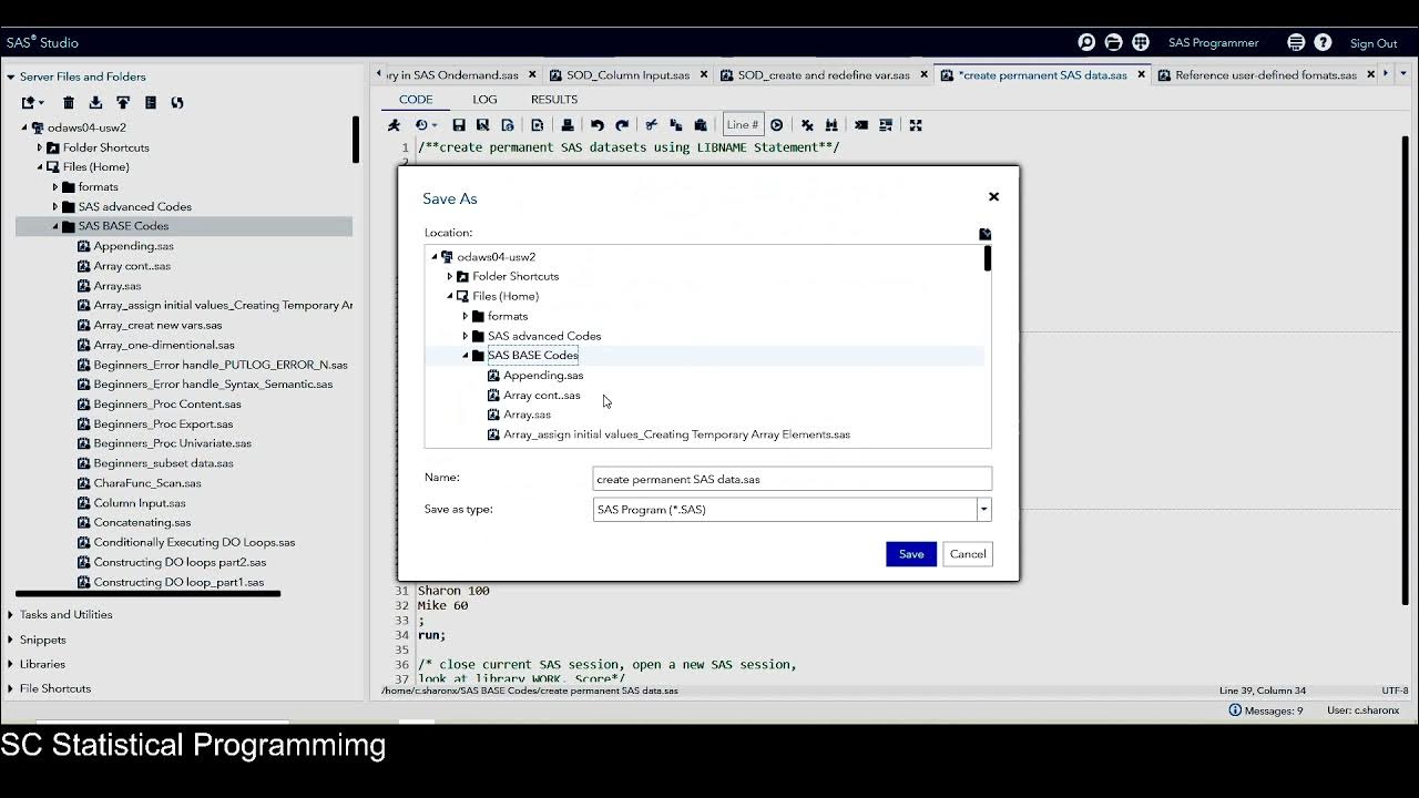 examples: update and run SAS programs in SAS ondemand for academics ...